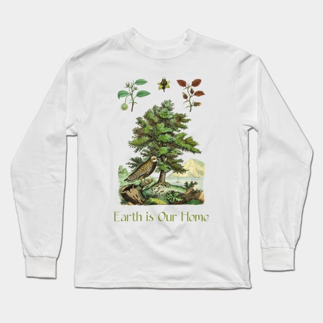 Nature Illustration & Quote Long Sleeve T-Shirt by Biophilia